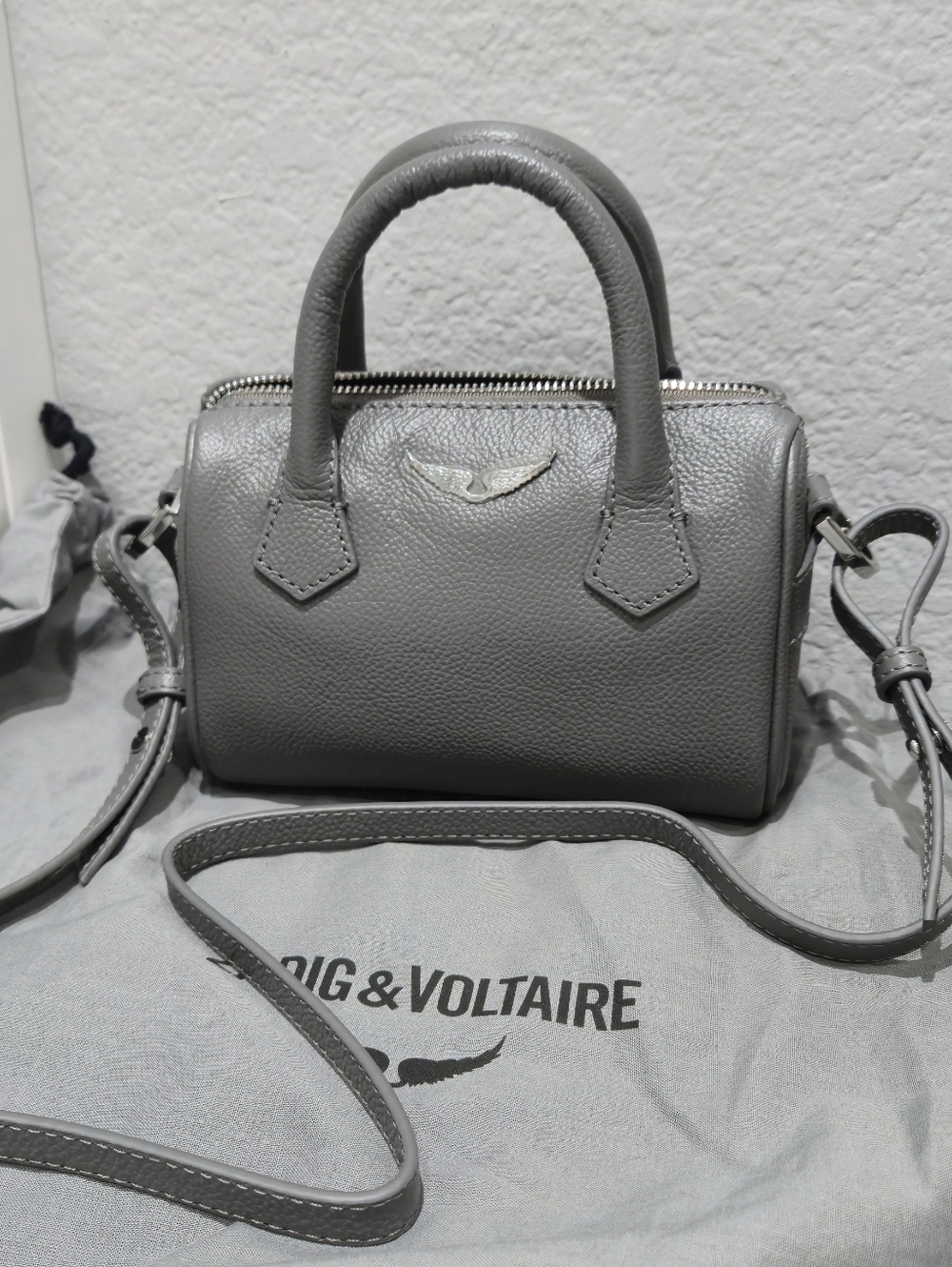 Zadig & Voltaire Sunny XS In Grey Pebbled Leather